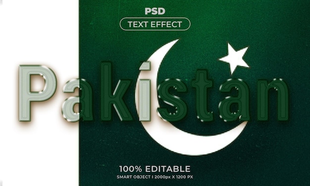 Pakistan 3d editable text effect style with background