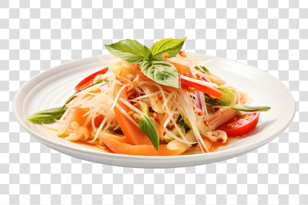 PSD papaya salad plate pasta food