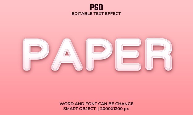 PSD paper 3d editable psd text effect modern style