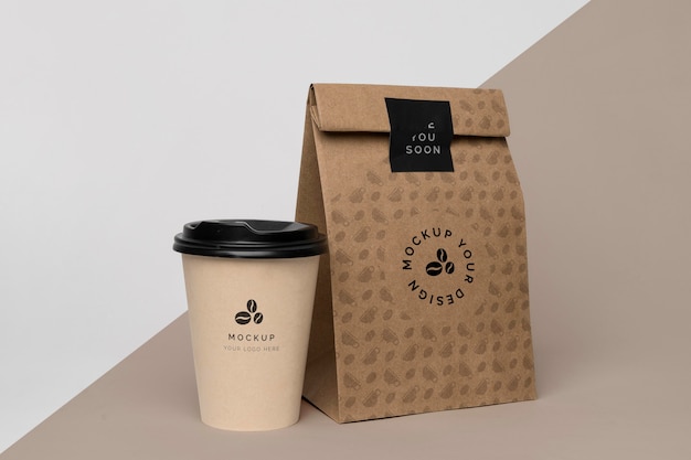 Paper bag with coffee mock up