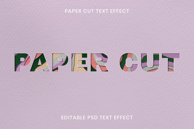 PSD paper cut text effect psd editable template