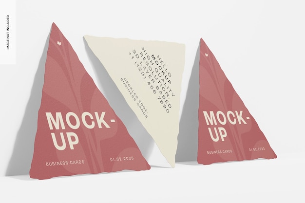 Paper Deckled Edge Business Cards Mockup, Left View