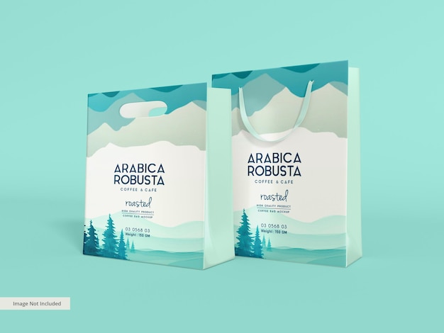 Paper Shopping Bag and Stand Up Pouch Branding Mockup