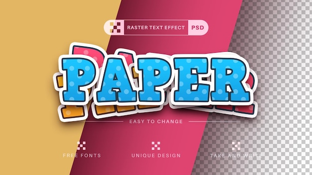 Paper Sticker Editable Text Effect Font Style