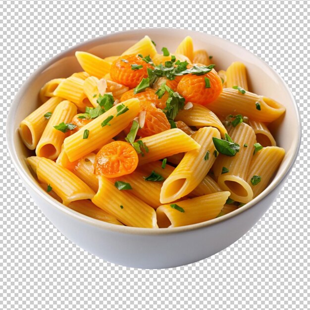 PSD pasta with orange sops on transparent background