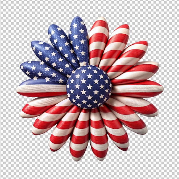 a patriotic or american flag flower on transparent background