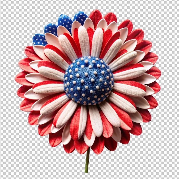 a patriotic or american flag flower on transparent background