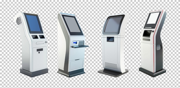 PSD payment terminal kiosk atm pos poi advertising stand isolated on transparent background png psd