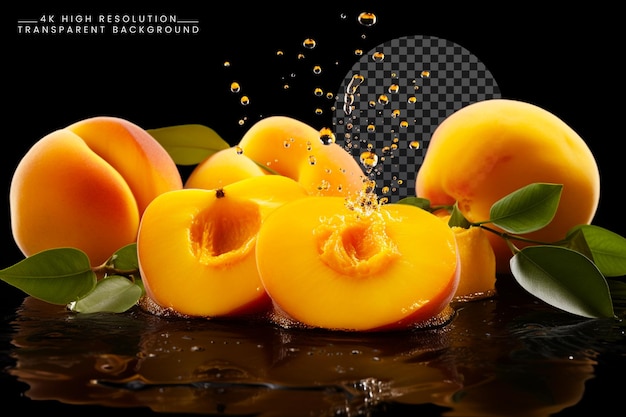 Peach juice juicy splashes and organic peach a refreshing symphony of fruit goodness PNG