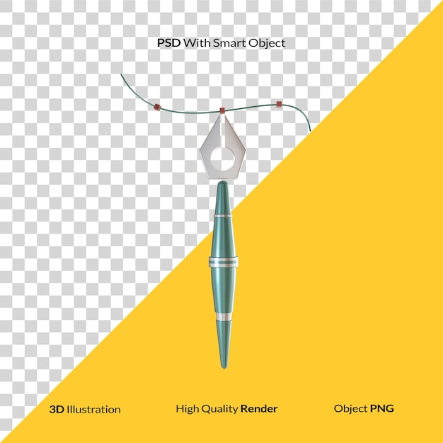 PSD pen tool 3d render illustration