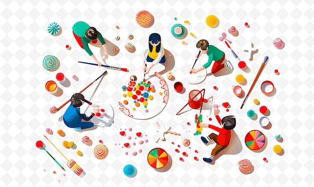 People Enjoying Chinese Sugar Painting Design Is Sweet and C Chinese Festival Illustration Theme