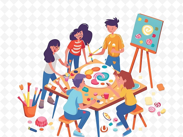 People Enjoying Sugar Painting Design Is Sweet and Creative Chinese Festival Illustration Theme