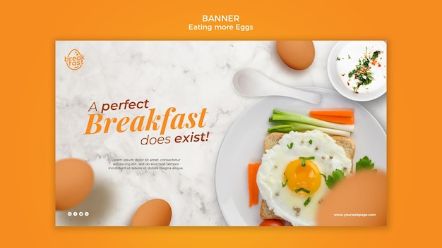 Perfect breakfast with eggs banner template