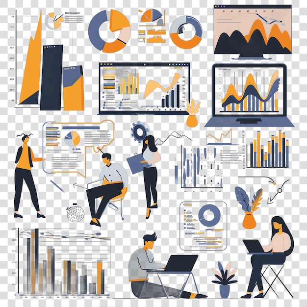 PSD performance charts transparent background vector element