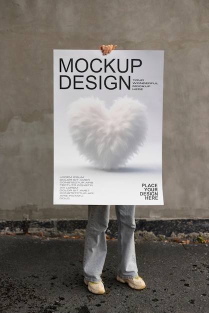 Person holding poster mockup