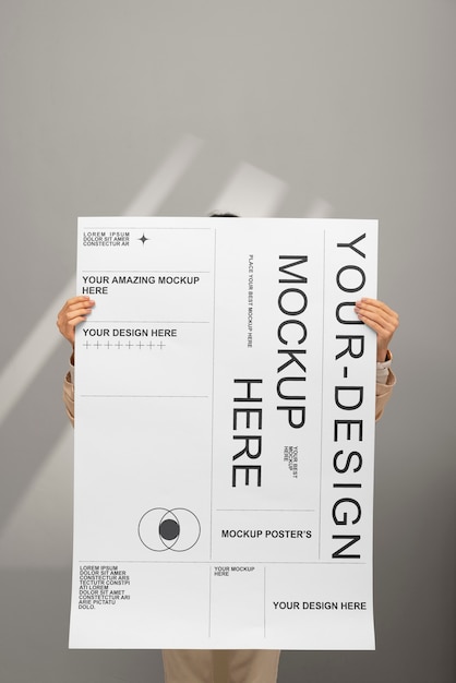 Person holding poster mockup