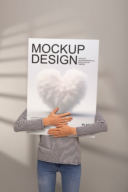 Person holding poster mockup