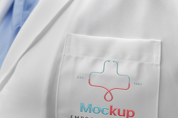 Person wearing a lab coat mock-up design