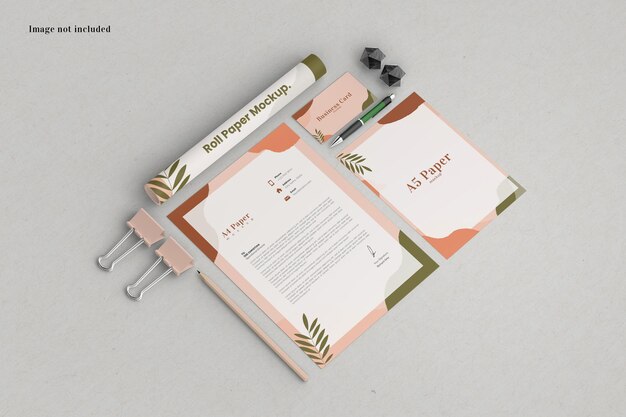 PSD perspective stationery mockup for showcasing your design to the clients