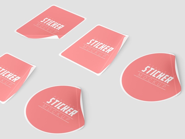 Perspective sticker set mockup