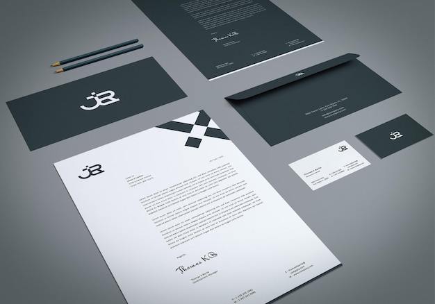 Perspective View Identity Branding Stationery Set Mockup