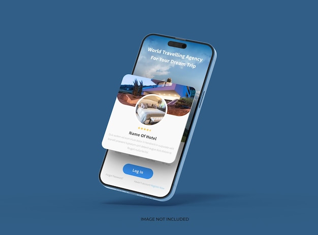 PSD phone 14 pro isometric mockup design of mobile app screens with separated popups ui ux app concept 3d render