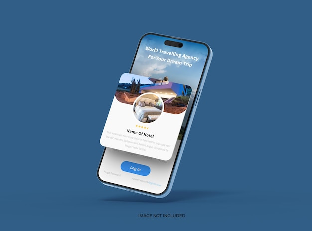 Phone 14 pro isometric Mockup Design of Mobile App Screens with separated popups ui ux app concept 3d render