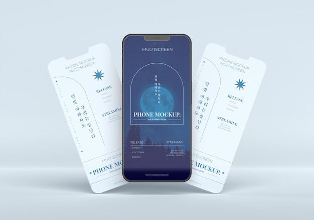 Phone multiscreen gravity mockup