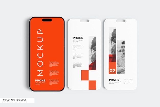 PSD phone with app screen mockup top view