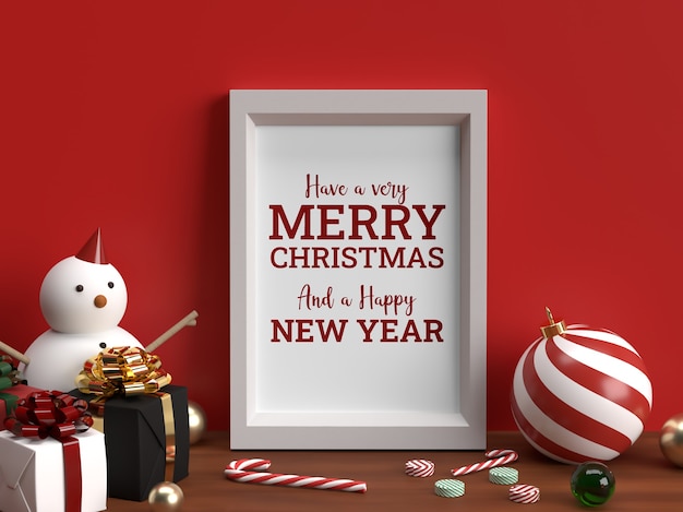 PSD photo christmas horizontal frame mockup realistic scene