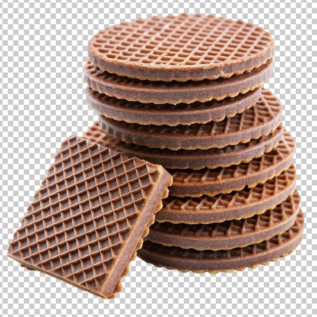 PSD pile of chocolate wafers close up transparent background