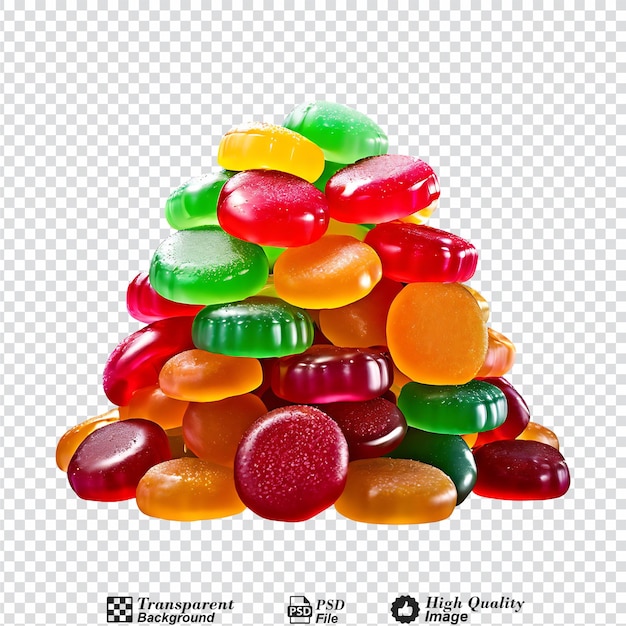 pile of colourful jelly candies isolated on transparent background