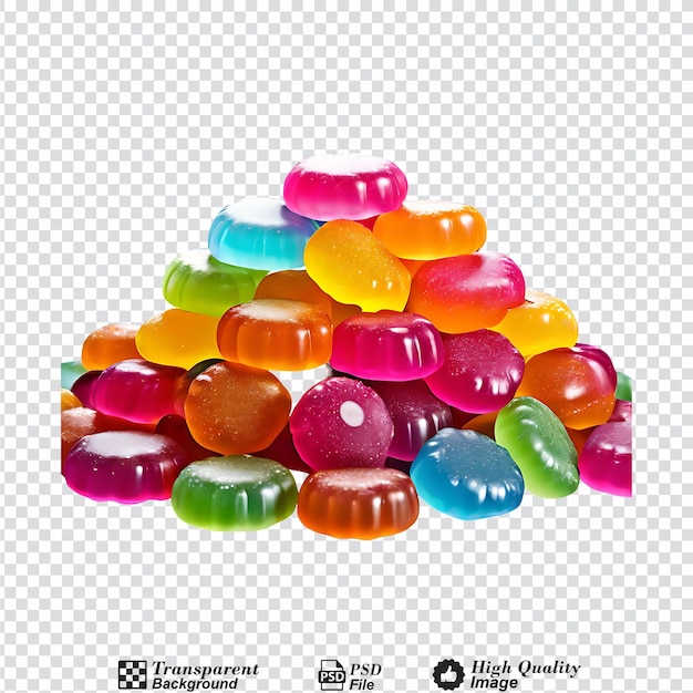 pile of colourful jelly candies isolated on transparent background