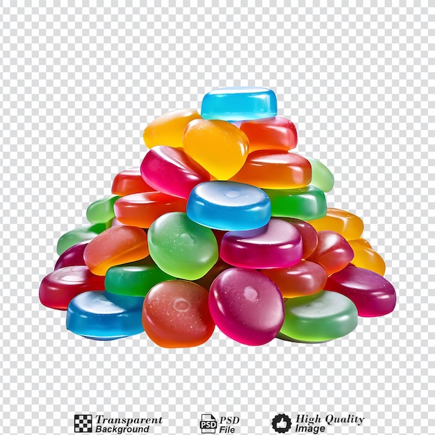 pile of colourful jelly candies isolated on transparent background