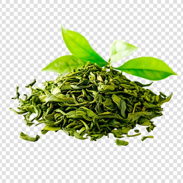 PSD a pile of green tea isolated on transparent background