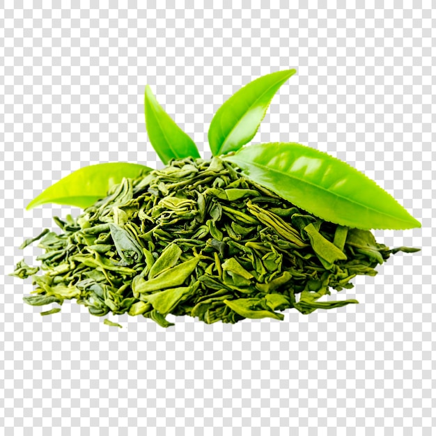 PSD a pile of green tea isolated on transparent background