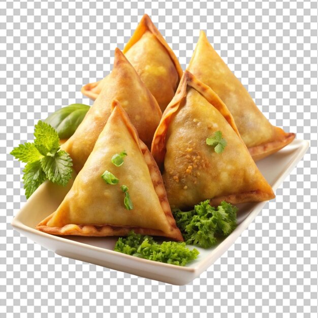 Pile of samosa isolated on transparent background