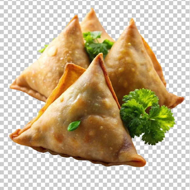 Pile of samosa isolated on transparent background