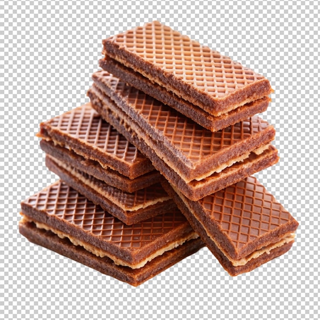 PSD pile of sweet cholate wafers transparent background