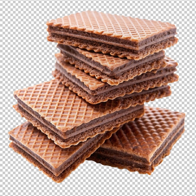 PSD pile of sweet cholate wafers transparent background