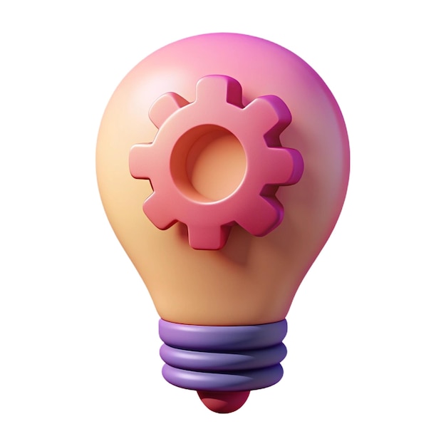 a pink light bulb with a gear on it