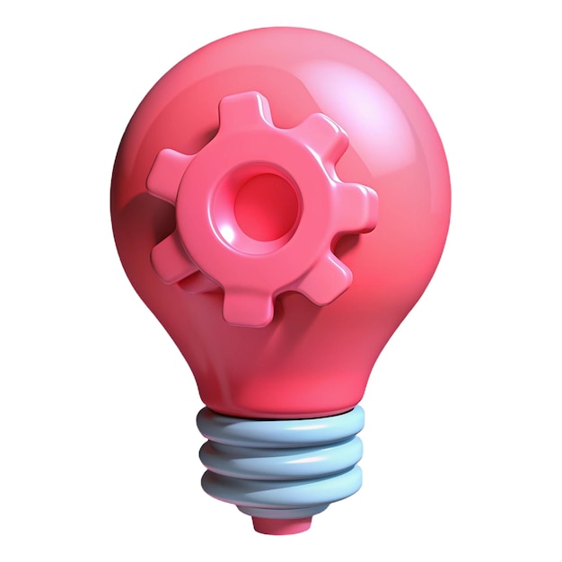 a pink light bulb with a red wheel on it