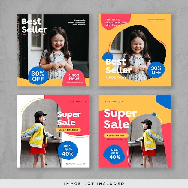 PSD pink playful children fashion instagram post