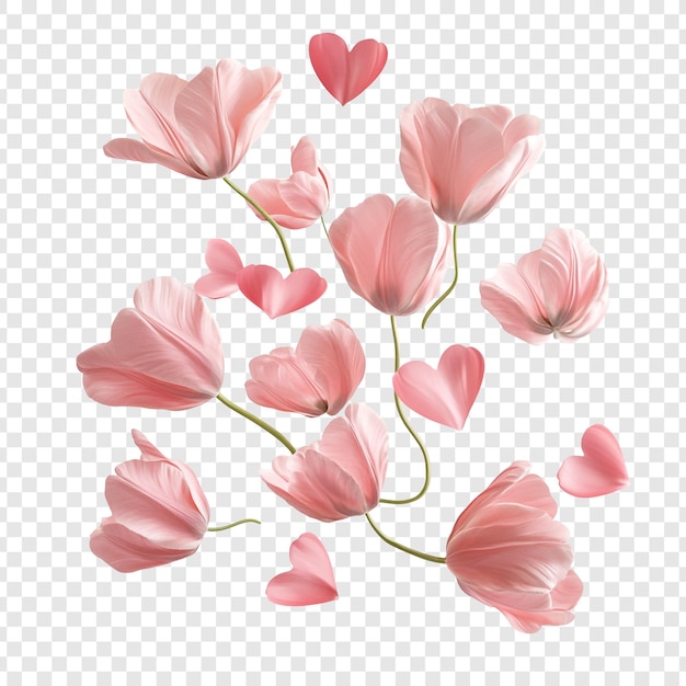 PSD pink tulips and petals