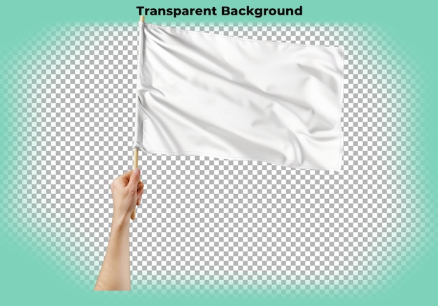 Plane white flag isolated on transparent background