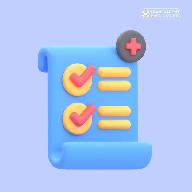 PSD planning icon with checklist in 3d render