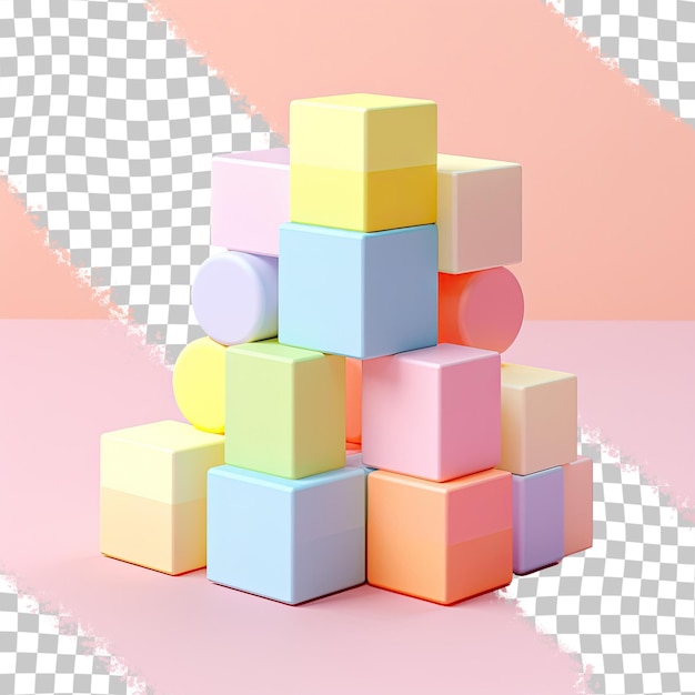 PSD plastic blocks on transparent background