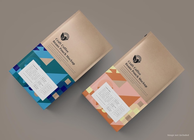 PSD plastic or craft paper coffee pouch bag mockup