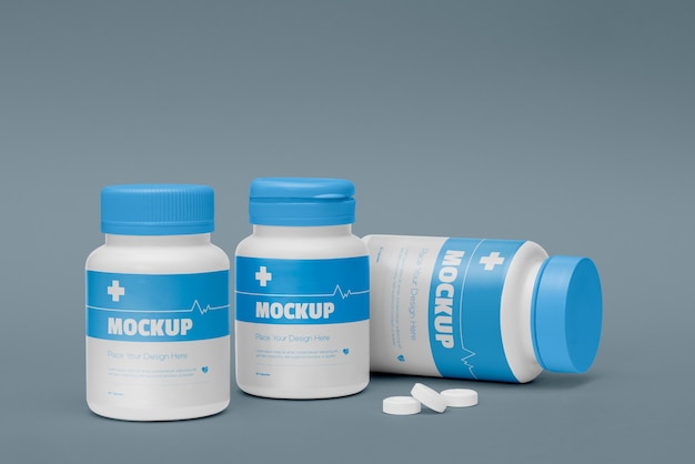 Plastic medicine bottle mock-up design