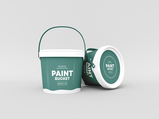 Plastic paint bucket mockup